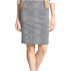 Halogen Geometric Black and White Pencil Skirt